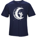 Men's Digging The Moon Print Casual T Shirt