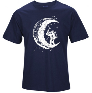 Buy dark-blue Men&#39;s Digging The Moon Print Casual T Shirt