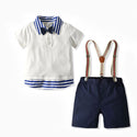 Boys' Short-sleeved T-shirt Suspender Pants