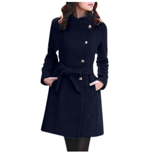 Women Winter Lapel Wool Blazer-Coat