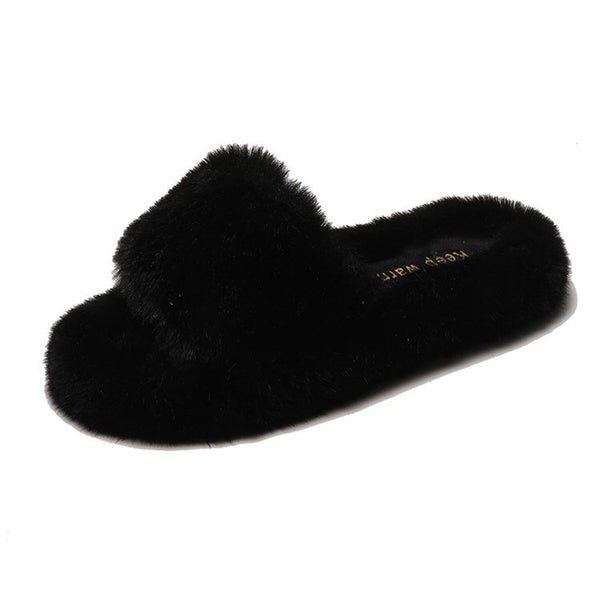 Fur Edge Strap Plush Comfort Slip-on Shoes