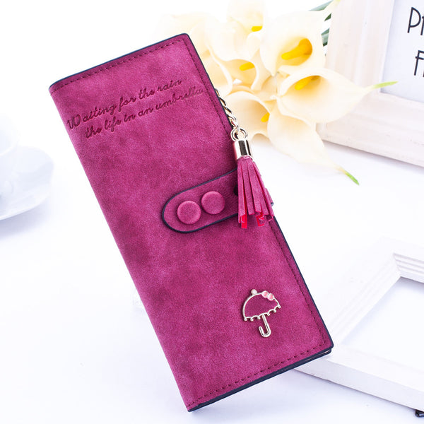 Women Solid Colored Umbrella-Clipped Wallet