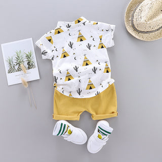 Boys Short Sleeve Shirt Shorts Suit