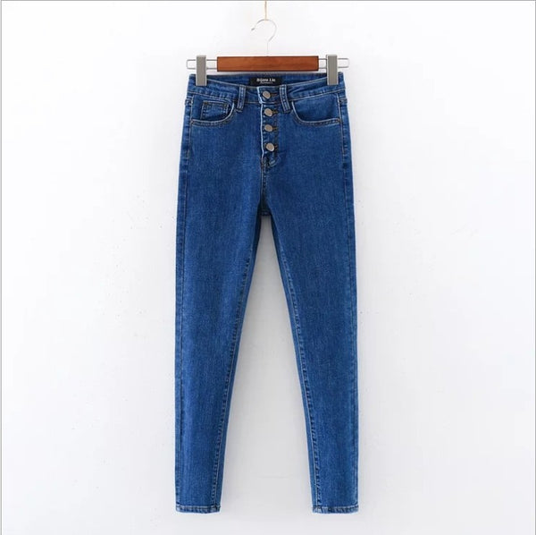 Women Lyocell High Waisted Button-up Jeans