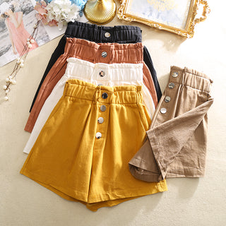 Cotton Elasticated Button-up Shorts