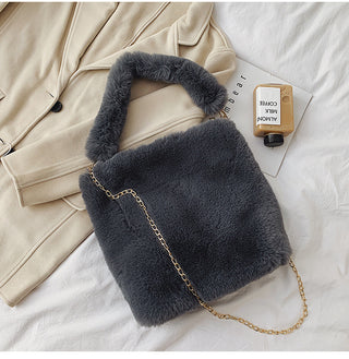 Buy gray Plush Soft Hand and Shoulder Bag