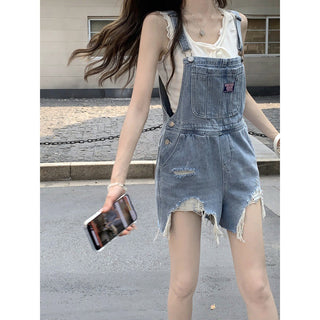 All-match Denim Short Overalls