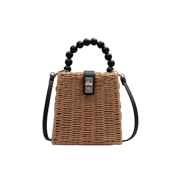 Rattan Bead Portable Straw Hand and Crossbody Bag