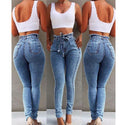 Women Belted Fringe Jeans