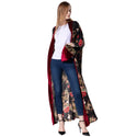 Women Floral Velvet Line Cardigan Robe