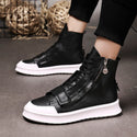 Men Leather High-Top Microfiber Sneakers