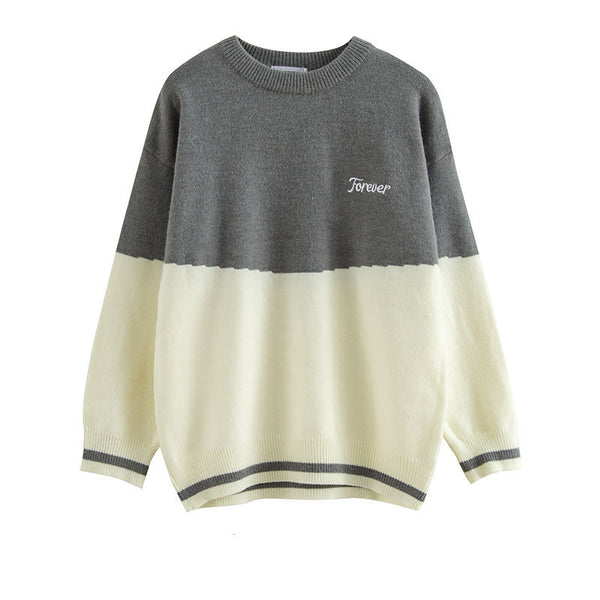 Men Retro Contrast Stitching Sweater