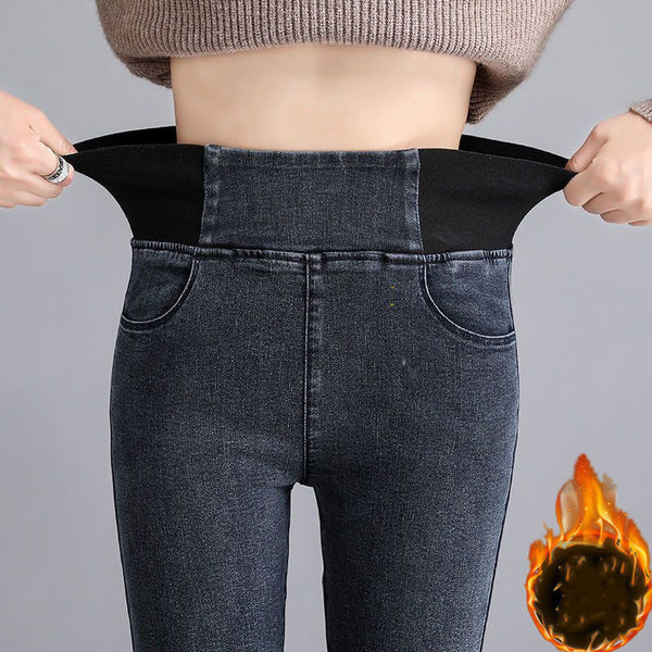 High-rise Stretchable Waist Velvet Jeans