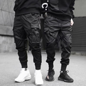 Men Ribbons Harem Joggers Cargo Pants