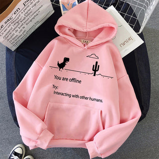 Buy pink Unisex Google Offline Print Hoodie