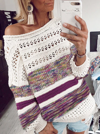 Buy purple Women&#39;s Printed Round Neck Sweater