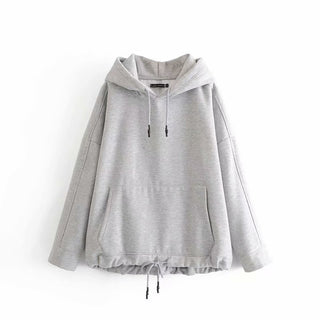 Buy grey Kangaroo Pocket Plus Velvet Cotton Hoodie