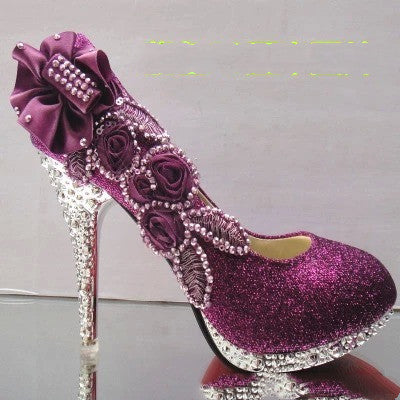 Crystal Textured Floral Sparkly High Heels