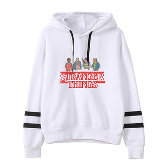 Buy white Stranger Things Striped Hoodies