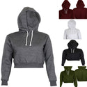 Cropped Solid-Coloured Drawstring Hoodie