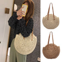 Round Hollow Straw Crochet Shoulderbag