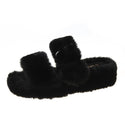 Double Bow Strap Thick Plush Slip-on Comfort Shoes