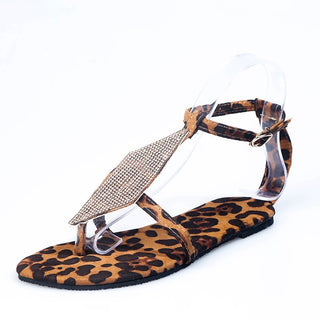 Buy leopard-print Women Rhinestone Flip Flop Sandals