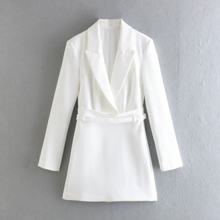 Buy white Women V Neck Slim Fit Blazer Dress