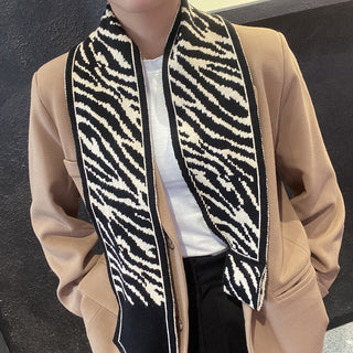 Buy black-and-white-zebra Woolen Plain Weave Jacquard Scarves