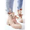 Women Beaded Leather Solid Color Boots