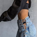 Women Side Chain High Waisted Jeans