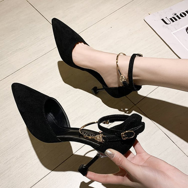 Women Hollow Metal Anklet High Heels