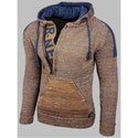 Men Mixed Color Long Sleeve Knit Hoodies