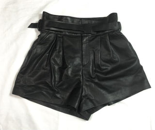 Buy black Harajuku Genuine Leather shorts