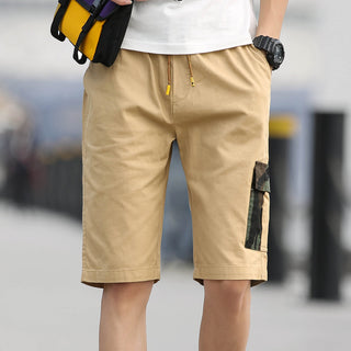 Buy khaki Men Loose five-point Shorts