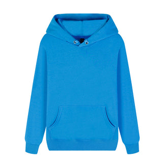 Buy bright-blue Unisex Plain Solid Colored Cotton Hoodie