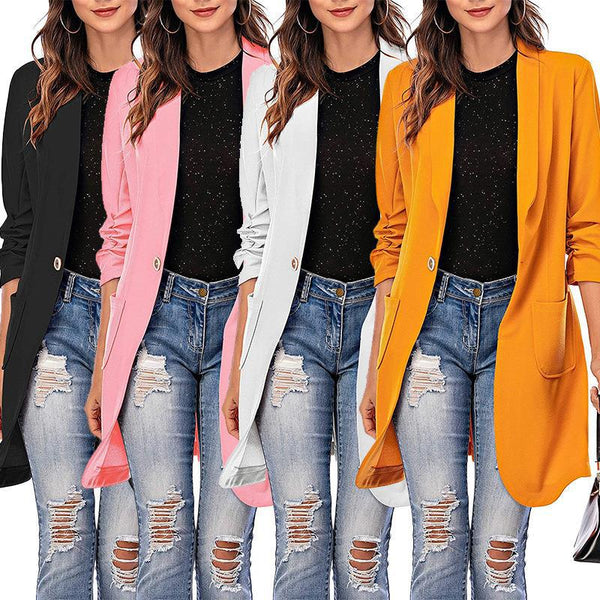 One Button Long Cardigan Blazer