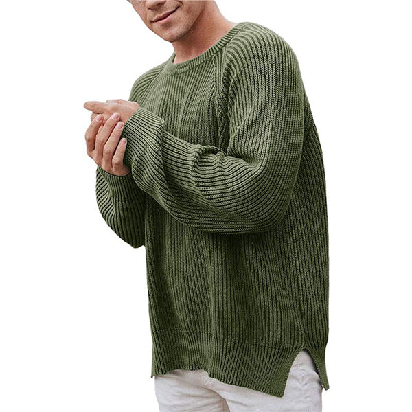 Men Pullover Solid Colored Sweater