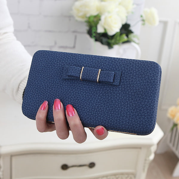 Women Bowknot Clutch Long Wallet