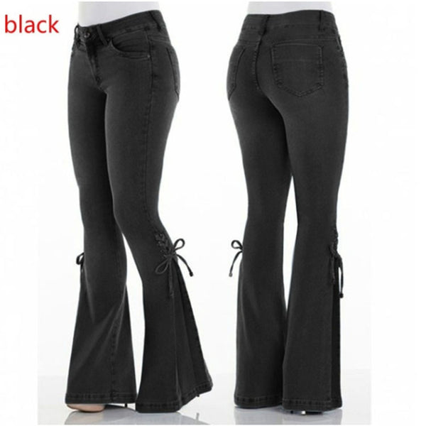 Women Mid-waisted Denim Flared Jeans