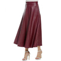 PU Leather Long High Waist Skirt