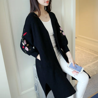 Buy black Floral Knitted Cardigan Sweater