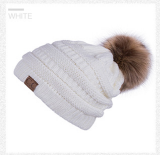 Buy white Unisex Warm Knitted Winter Hat