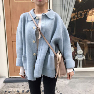 Buy blue Loose Sleeve Cardigan Sweater