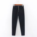 Women Lyocell High Waisted Button-up Jeans