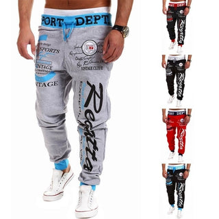 Buy grey Men&#39;s Letter Print Skinny Harem Pants