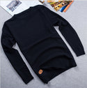 Men Solid Colored Round Neck Sweater