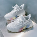 Women Rainbow Bottom Flying Knit Sneakers