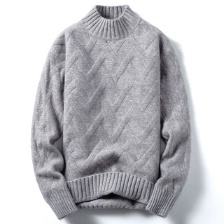 Buy gray Men Half Turtleneck Loose Knit Sweater