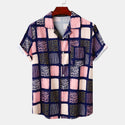 Men Lapel Fashion Print Short Sleeve Shirt